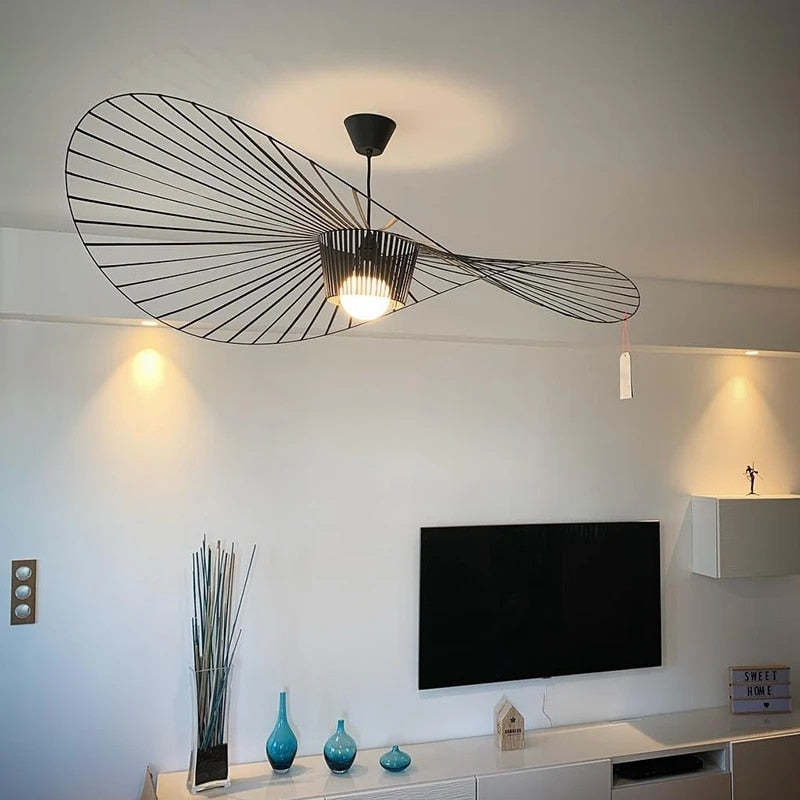 Ritta Lampade a Sospensione Tessuto Nero/Bianco/Oro/Marrone Fiore Moderne