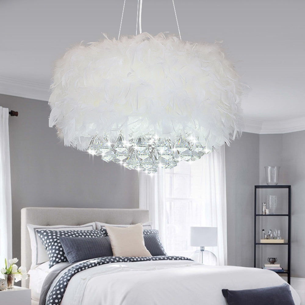 O'Moore Moderno Rotondo Cristallo Piuma Lampadari Camera da Letto