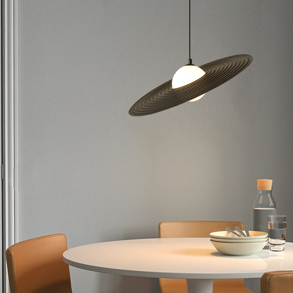 Cairns Moderno LED Lampade a Sospensione Metallo Nero/Bianco Pianeta Anello Soggiorno/Camera da Letto