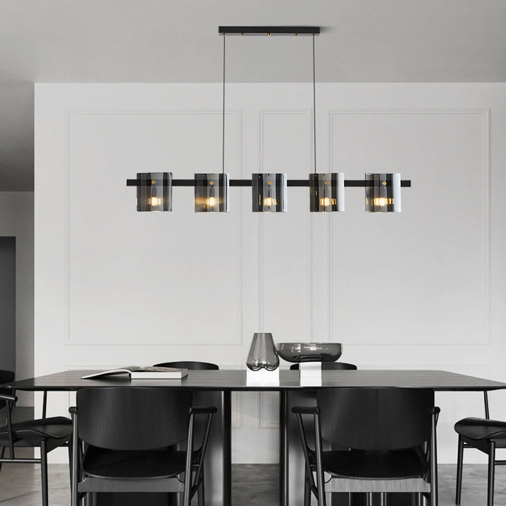 Evette Minimalista LED Lampada a Sospensione Metallo Nero/Oro Lineare Sala da Pranzo/Soggiorno/Camera da Letto