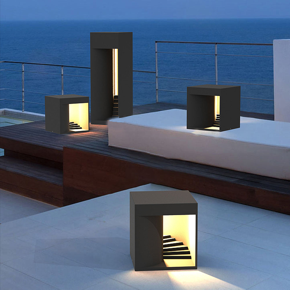 Ray Minimalista Impermeabile Cuboide Ricaricabile Solare Lampade da Tavolo