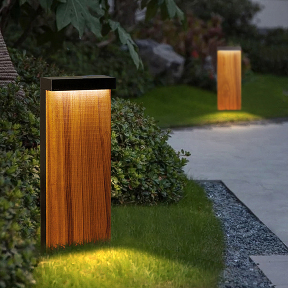 Ray Moderno Rettangolare Metallo Legno Lampade da Esterno Giardino