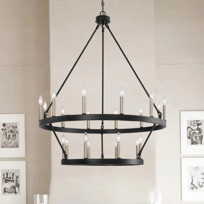 Silva Lampadario LED Moderno Industriale in Metallo Nero per Soggiorno