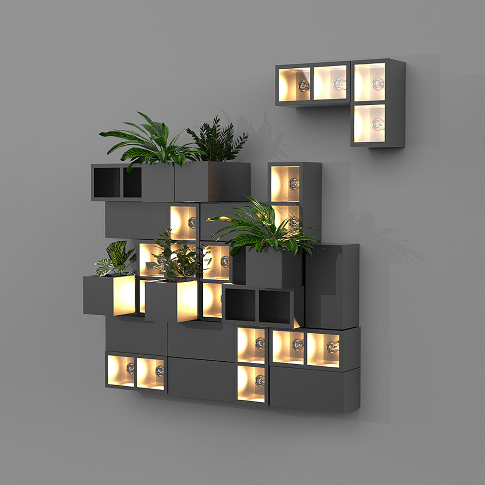 Ray Moderno Cube Squatra Metallo/Vetro Applique da Esterno Nero