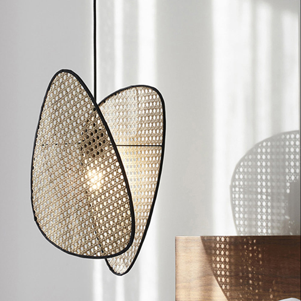 Ritta Naturale LED Lampada a Sospensione Triangolo Rattan Soggiorno/Camera da Letto/Sala da Pranzo