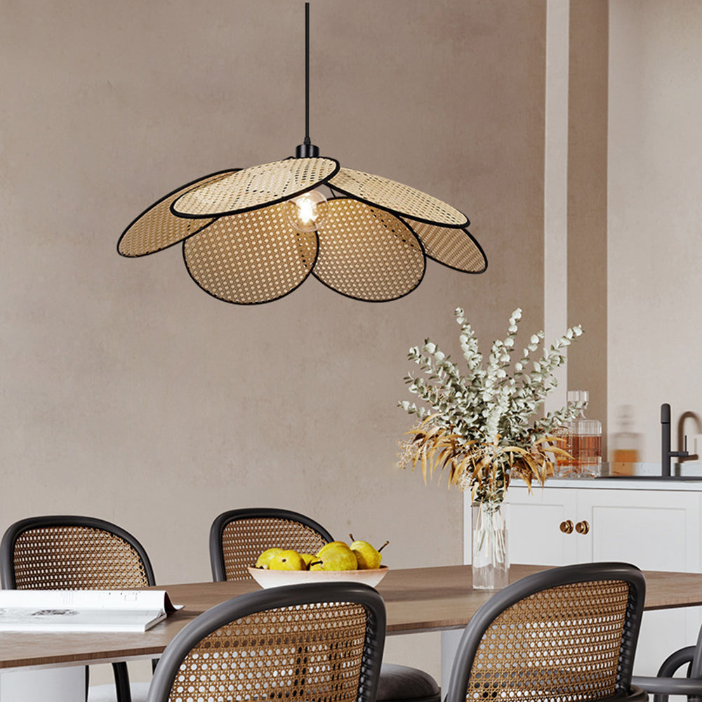 Ritta Moderno Elegante LED Fiore Lampada a Sospensione Rattan Nero/Bianco Soggiorno/Camera da Letto/Sala da Pranzo