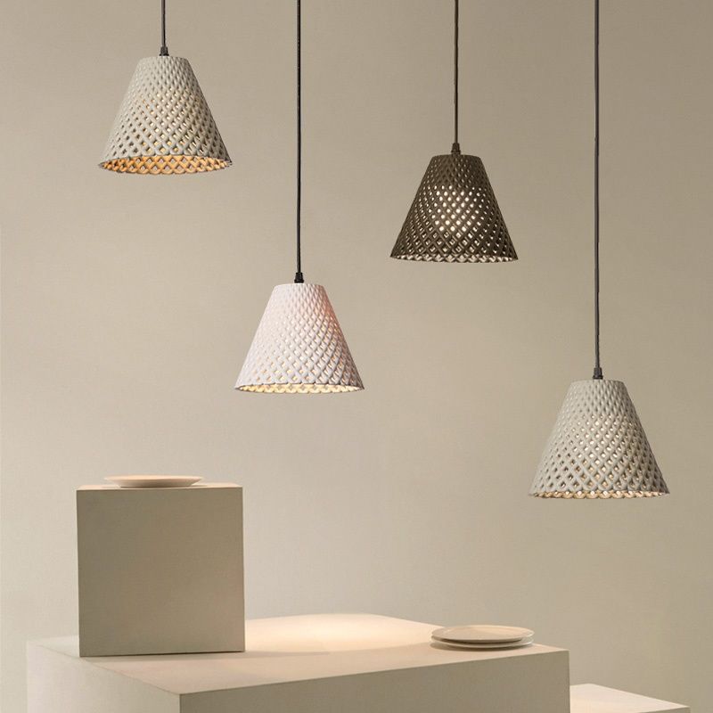 Ritta Cone LED Lanpade a Sospensione Nero Bianco Grigio Resina Sala da Pranzo