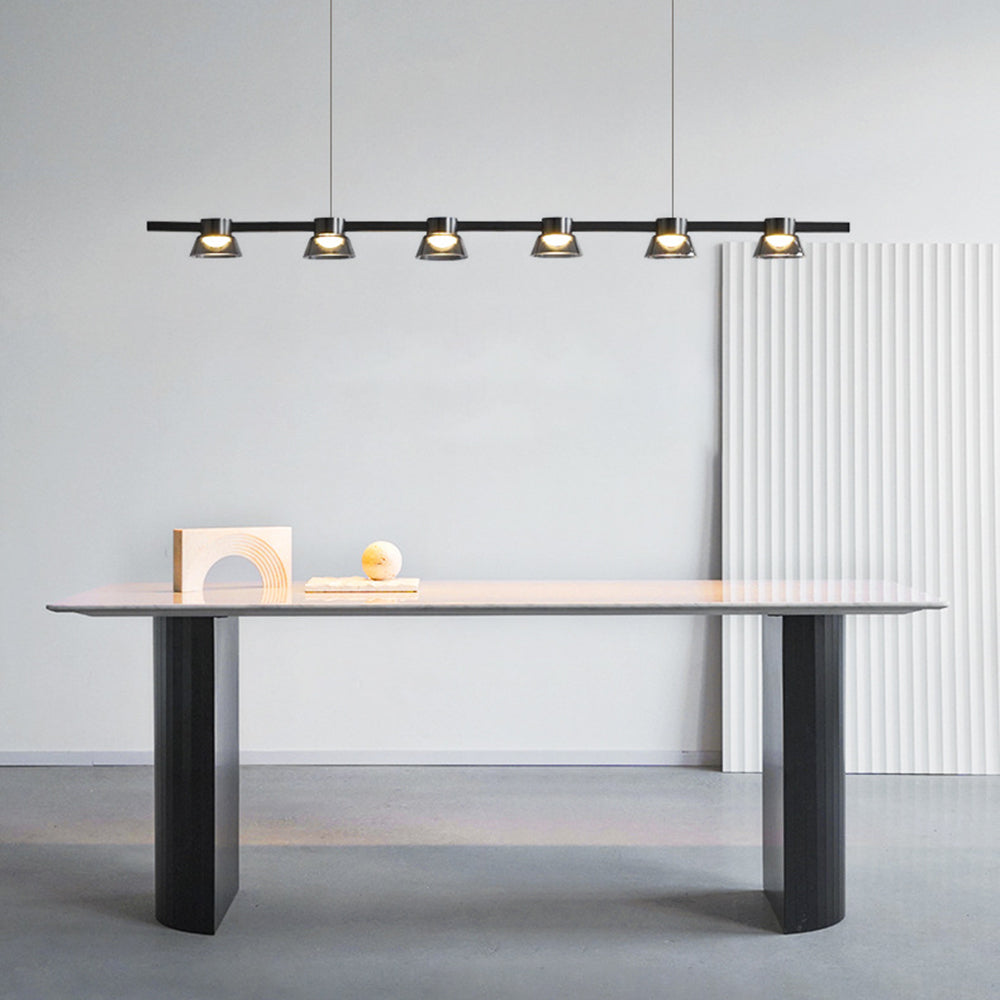 Evette Moderno LED Lampada a Sospensione Metallo Nero Lineare Sala da Pranzo/Soggiorno/Camera da Letto