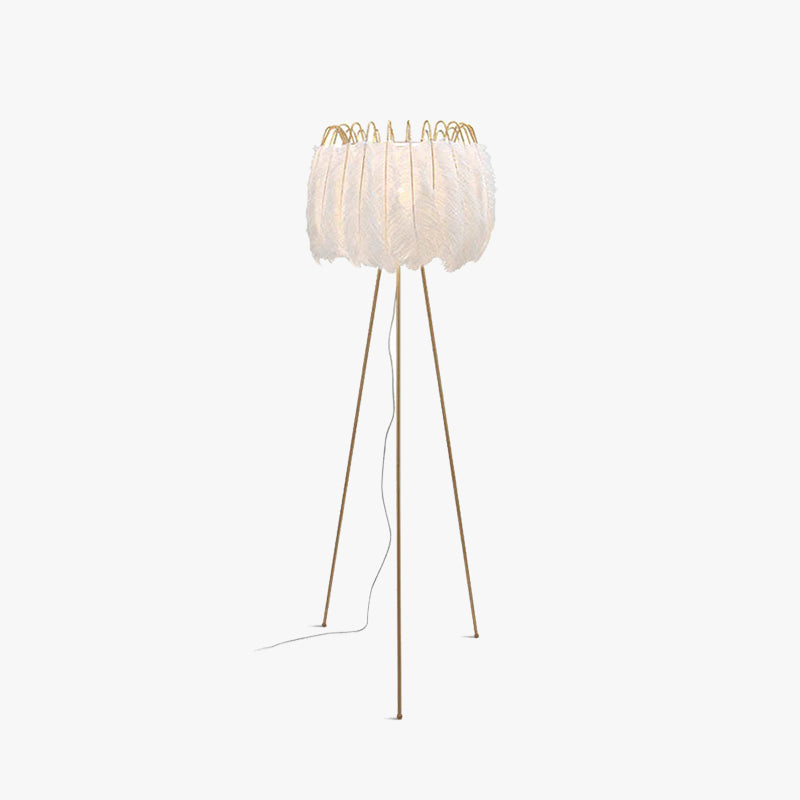 O'Moore Moderno LED Lampada da Terra Piuma Bianco Tripot Soggiorno