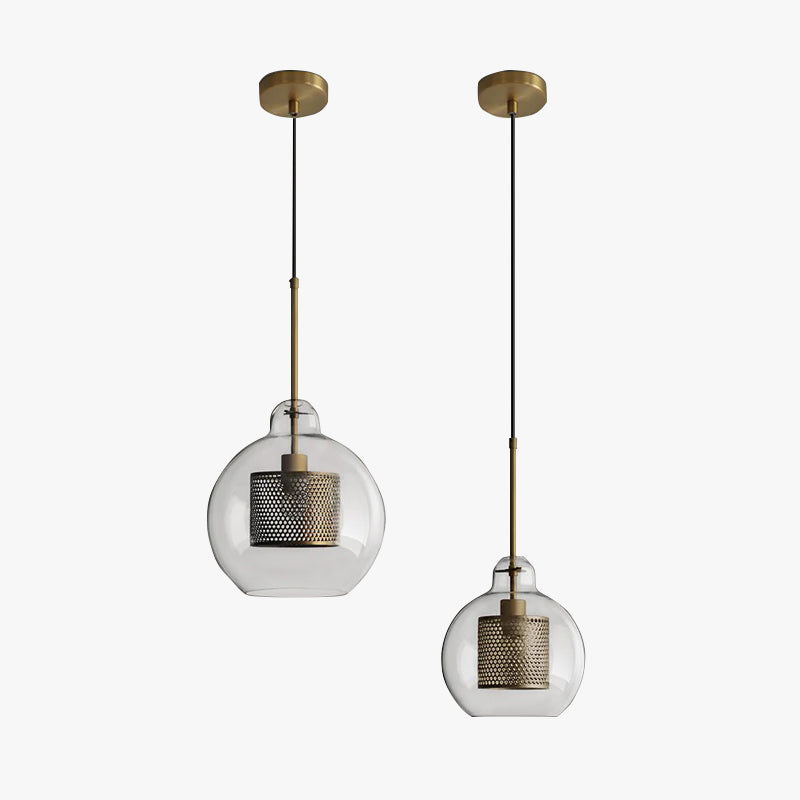 Arisha Lampade a Sospensione Metallo/Vetro Oro Globo/Cilindro Contemporaneo