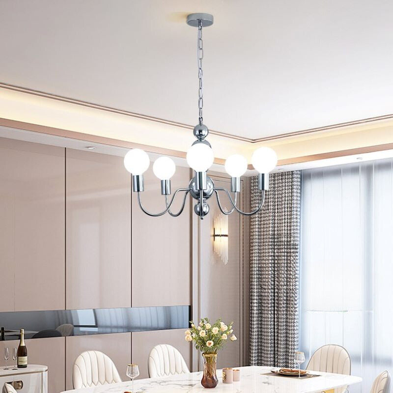 Valentina Medievale Metallo/Vetro Lux Lampadario Argento/Nero Soggiorno