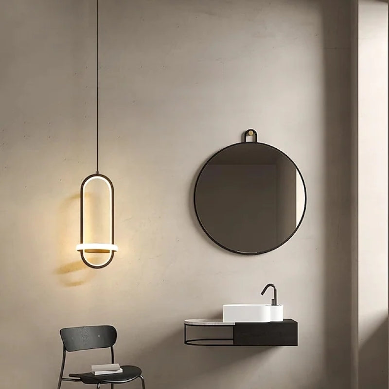 Arisha Minimalista Moderna LED Lampada a Sospensione Squillo LED Nero/Oro Soggiorno/Camera da Letto