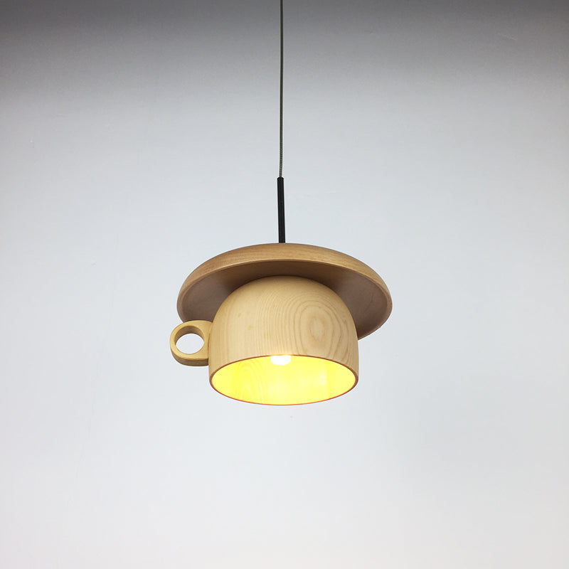 Valentina Vintage Naturale Legno Tazza Lampade a Sospensione Camera da Letto