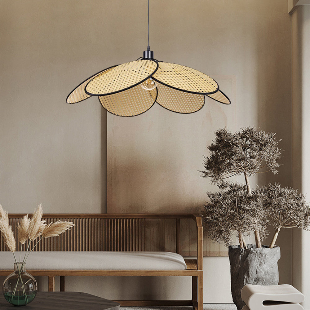 Ritta Moderno Elegante LED Fiore Lampada a Sospensione Rattan Nero/Bianco Soggiorno/Camera da Letto/Sala da Pranzo
