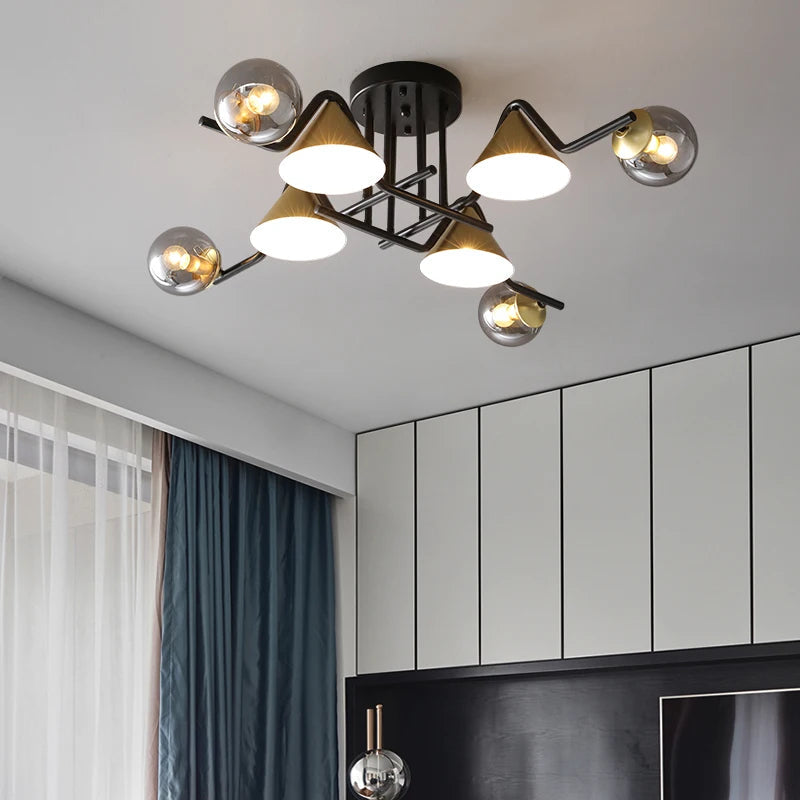 Arisha Design Metallo/Vetro Plafoniera Ambra/Grigio/Bianco Soggiorno