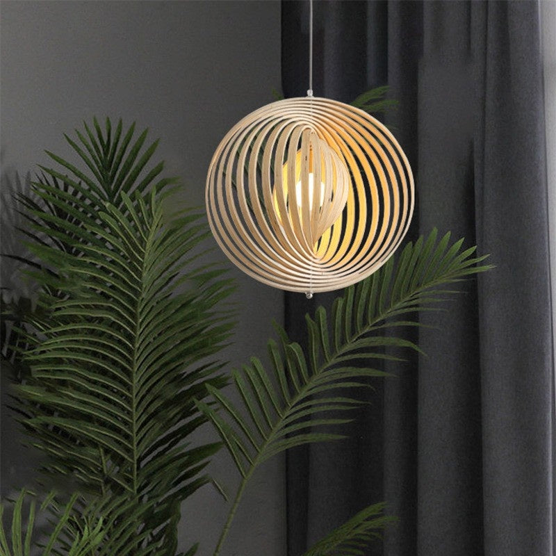Ritta Giapponese LED Legno Lampade a Sospensione Nero/Oro Bar