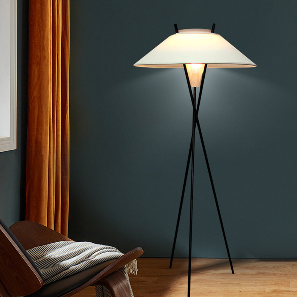Carins Moderna LED Treppiede Lampada da Terra Metallo/Tessuto Bianco Soggiorno/Camera da Letto