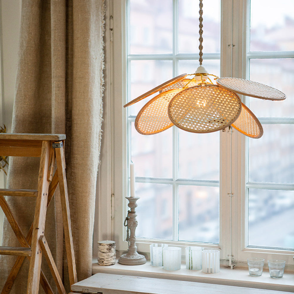 Ritta Naturale Fiore LED Lampada a Sospensione Rattan Soggiorno/Camera da Letto/Sala da Pranzo