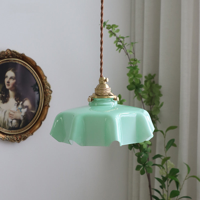 Valentina Vintage Metallo Vetro Legno Sospensione Latte Blu Verde Rosa Bianco Soggiorno