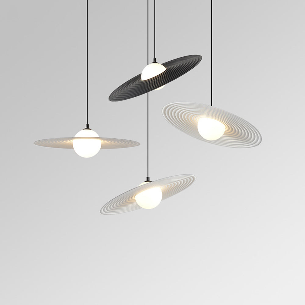 Cairns Moderno LED Lampade a Sospensione Metallo Nero/Bianco Pianeta Anello Soggiorno/Camera da Letto