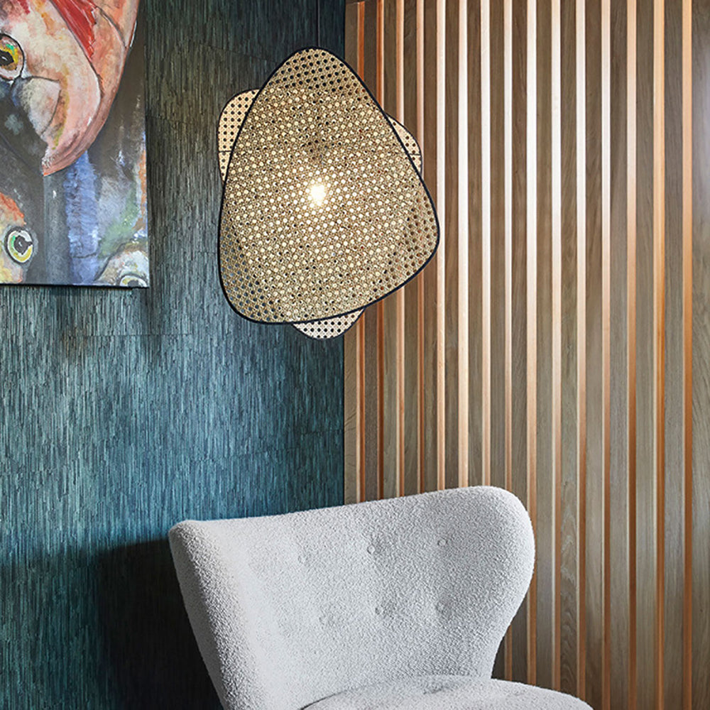 Ritta Naturale LED Lampada a Sospensione Triangolo Rattan Soggiorno/Camera da Letto/Sala da Pranzo