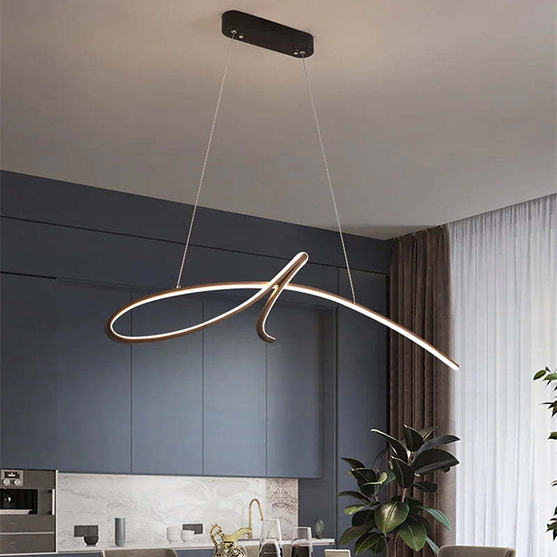 Arisha Lampade a Sospensione Curva Irregolare Moderno Metallo Nero/Oro Ristorante