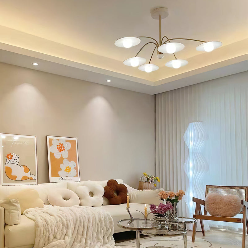 Arisha Design Mughetto LED Lampada a Sospensione Metallo Bianco/Oro Soggiorno/Camera da Letto