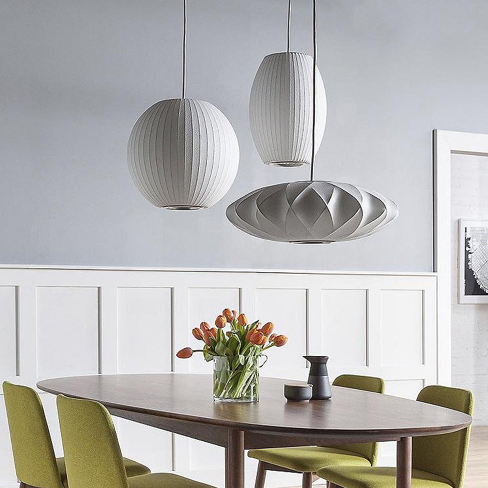 Ritta Design LED Lampada a Sospensione Seta Artificiale Bianco
