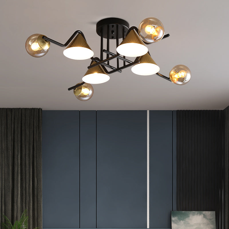 Arisha Design Metallo/Vetro Plafoniera Ambra/Grigio/Bianco Soggiorno