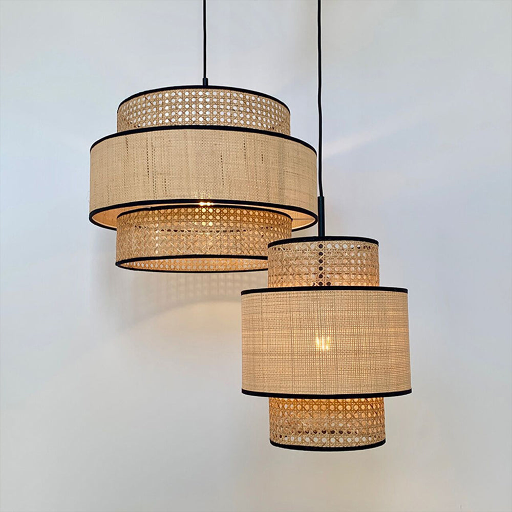 Ritta Lampade a Sospensione Metallo/Rattan Legno