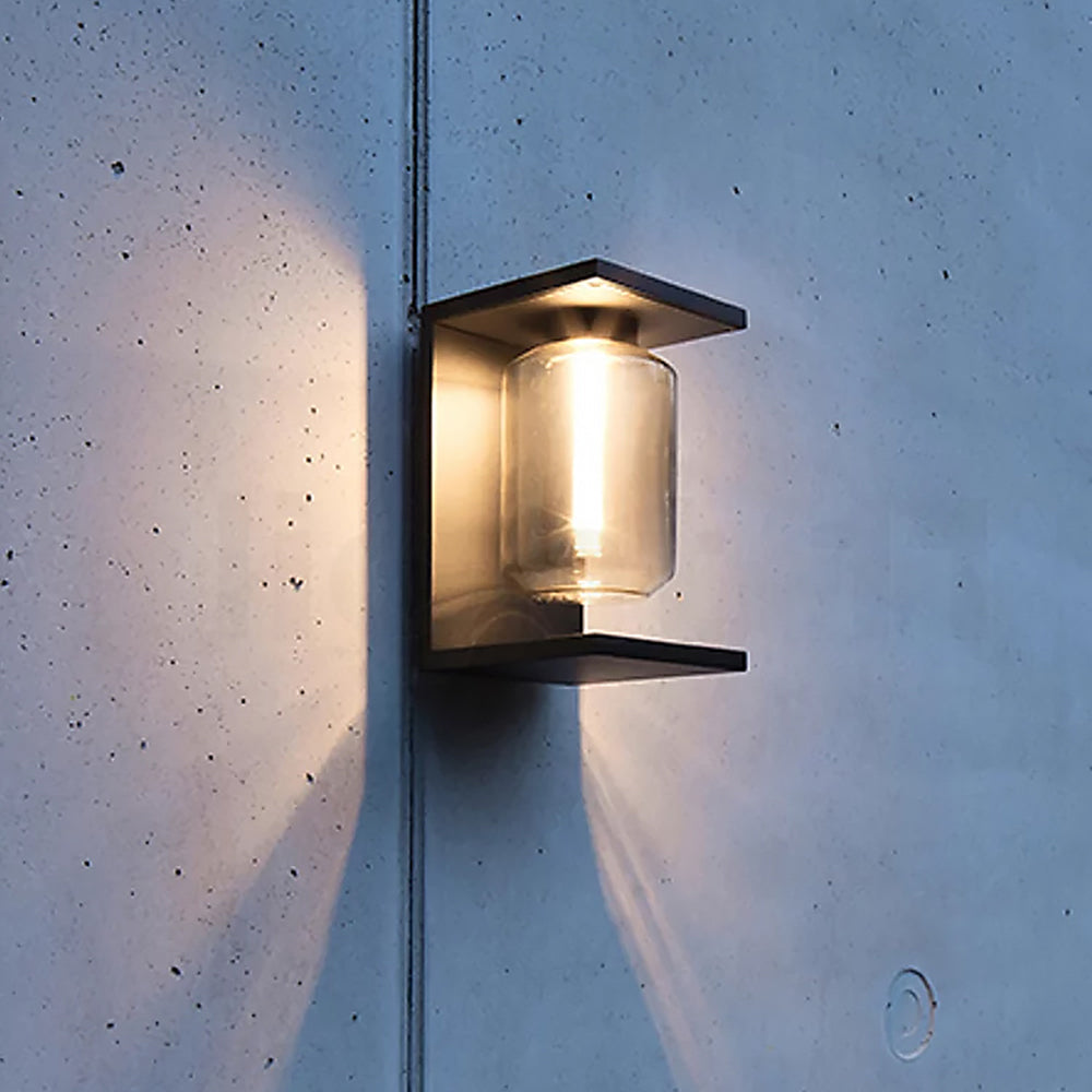 Ray Moderno Rettangolare Metallo/Vetro Lanterna Solare Applique da Esterno