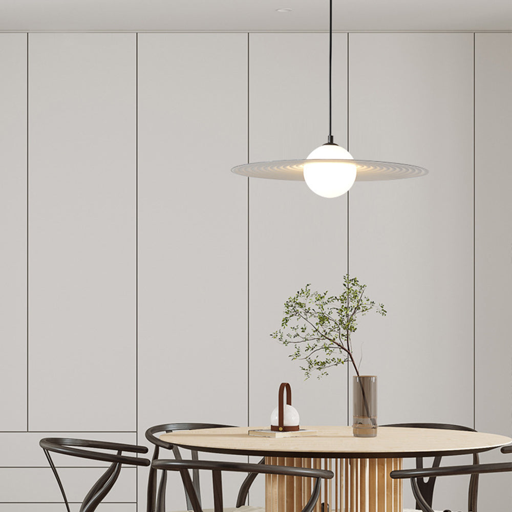 Cairns Moderno LED Lampade a Sospensione Metallo Nero/Bianco Pianeta Anello Soggiorno/Camera da Letto