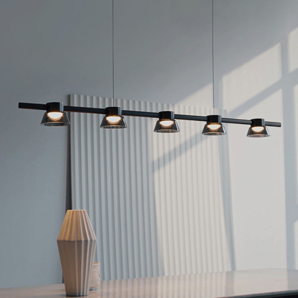 Evette Moderno LED Lampada a Sospensione Metallo Nero Lineare Sala da Pranzo/Soggiorno/Camera da Letto