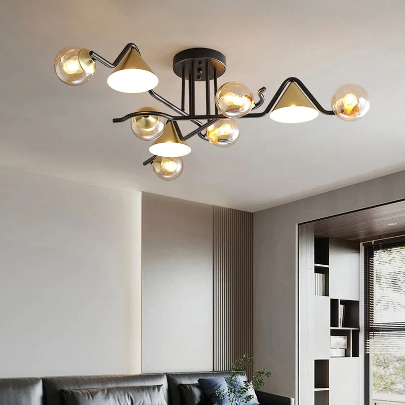Arisha Design Metallo/Vetro Plafoniera Ambra/Grigio/Bianco Soggiorno