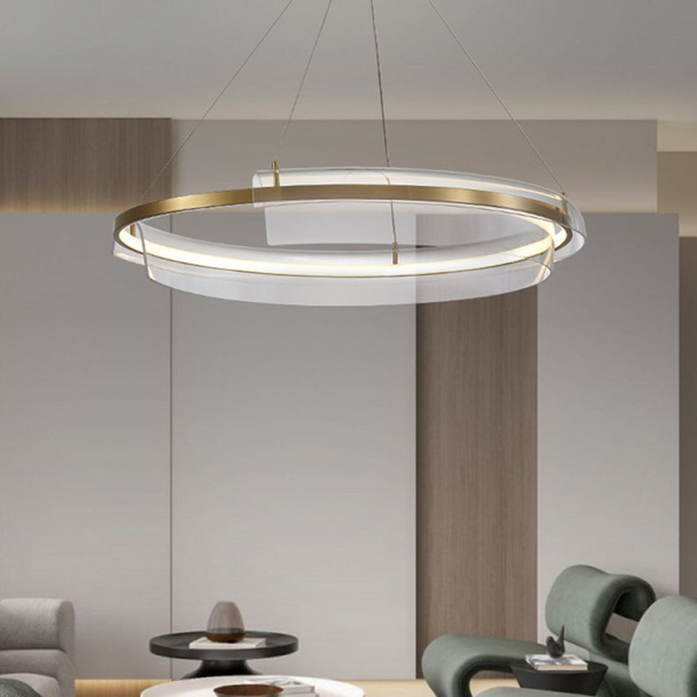 Arisha Lampade a Sospensione Metallo Oro Annulare Minimalista LED Soggiorno/Camera da Letto