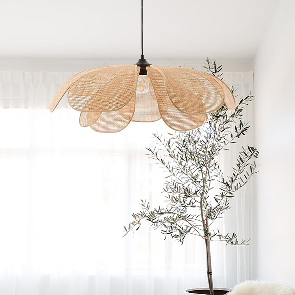 Ritta Lampada a Sospensione Rattan/Intreccio di Salice Fiore