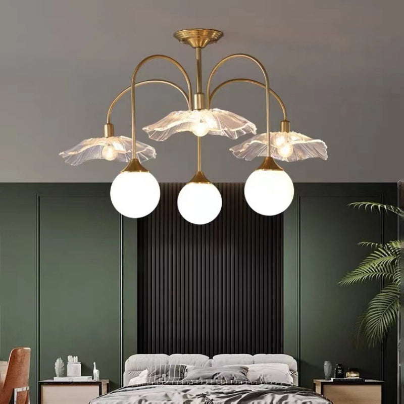 Valentina Nordico Metallo/Vetro Lux Lampadario Brass Camera da letto/Soggiorno