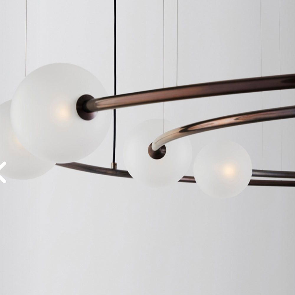 Valentina Design LED Lampada a Sospensione Nero/Oro Metallo/Vetro Camera da Letto