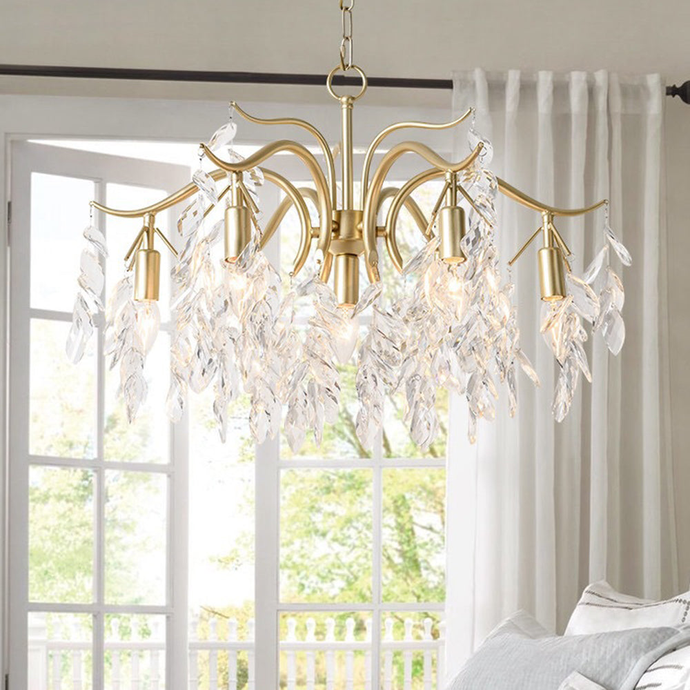 Marilyn Elegante LED Fiore Lampada a Sospensione Cristallo/Metallo Nero/Oro Moderno Lusso Soggiorno