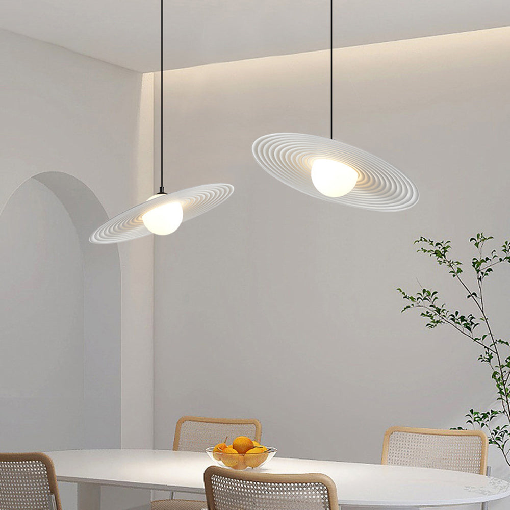 Cairns Moderno LED Lampade a Sospensione Metallo Nero/Bianco Pianeta Anello Soggiorno/Camera da Letto