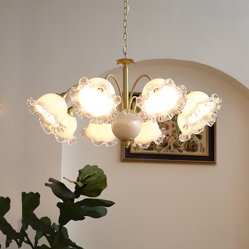 Arisha Metallo Vetro Lux Lampadario Bianco Camera da letto Soggiorno Sala da Pranzo