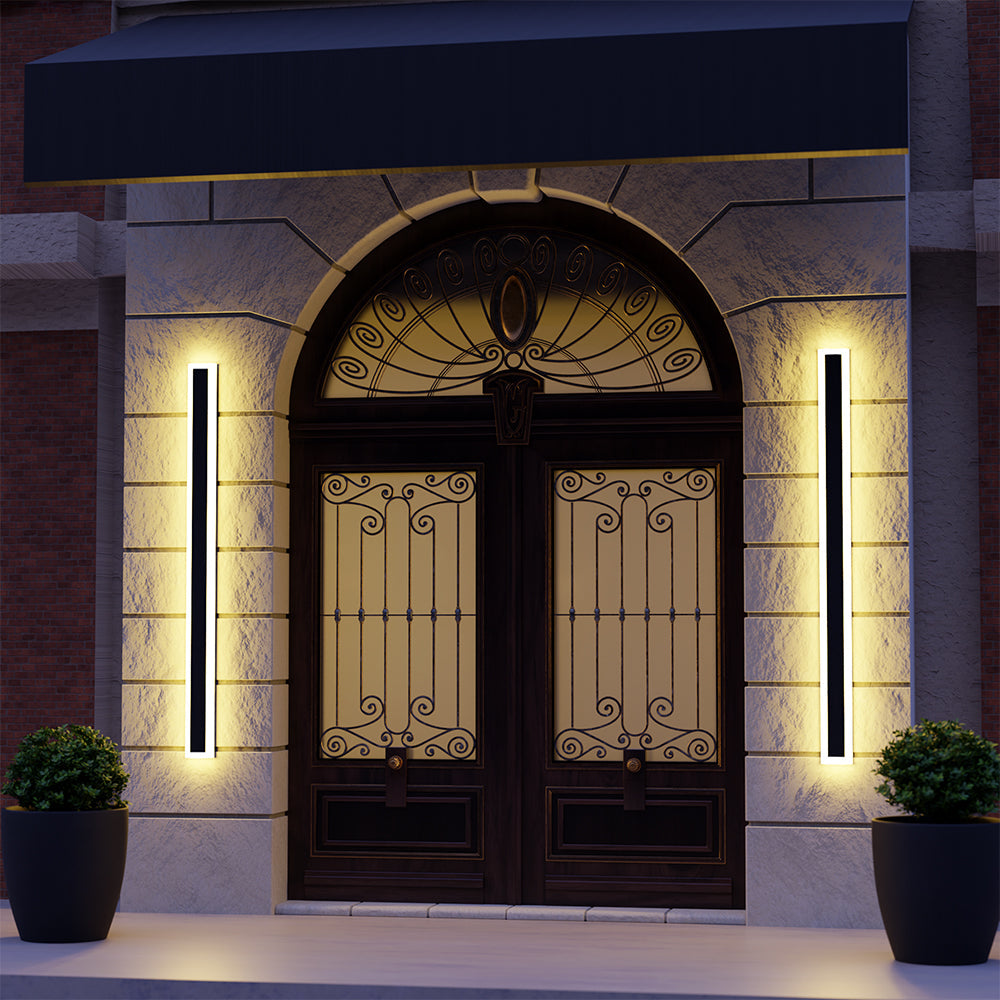 Ray LED Applique da Esterni Metallo Nero Lineare Impermeabile Corridoio/Giardino