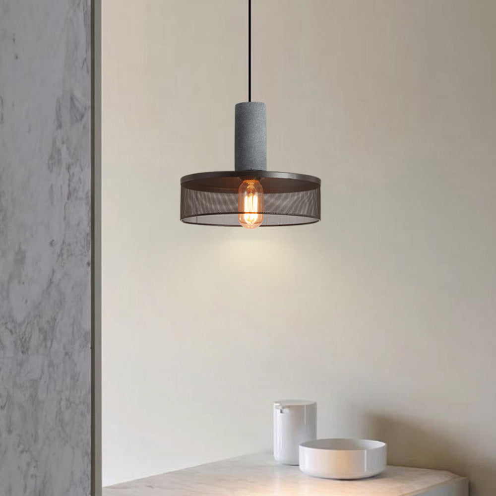 Arisha Moderni LED Wabi-Sabi Lampada a Sospensione Cilindrica Industriale Cemento/Metallo