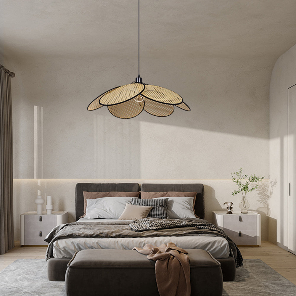 Ritta Moderno Elegante LED Fiore Lampada a Sospensione Rattan Nero/Bianco Soggiorno/Camera da Letto/Sala da Pranzo