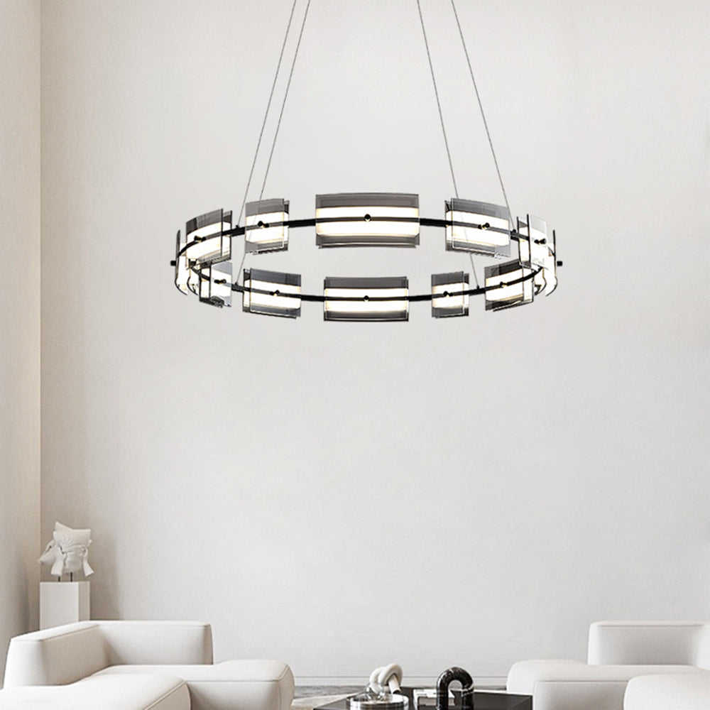Evette Moderno Urbano LED Anello Lampade a Sospensione Metallo Nero/Oro Soggiorno/Camera da Letto