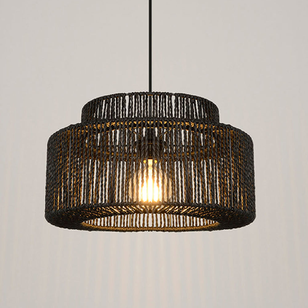 Ritta Retro Rustico Tamburo Appeso Lampade a Sospensione Nero