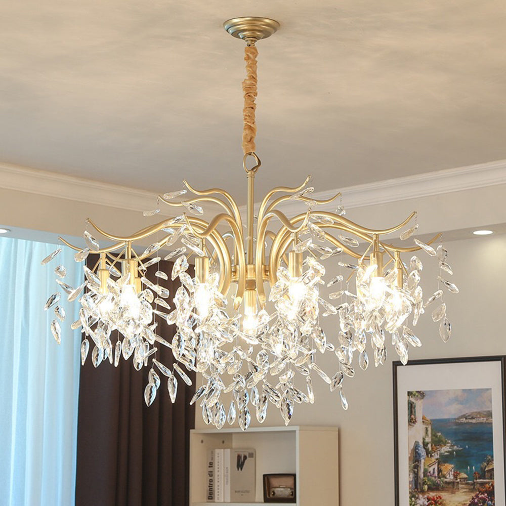 Marilyn Elegante LED Fiore Lampada a Sospensione Cristallo/Metallo Nero/Oro Moderno Lusso Soggiorno