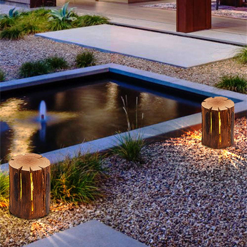 Ray Naturale Legno Colonna Resina Lampade da Esterno Giardino