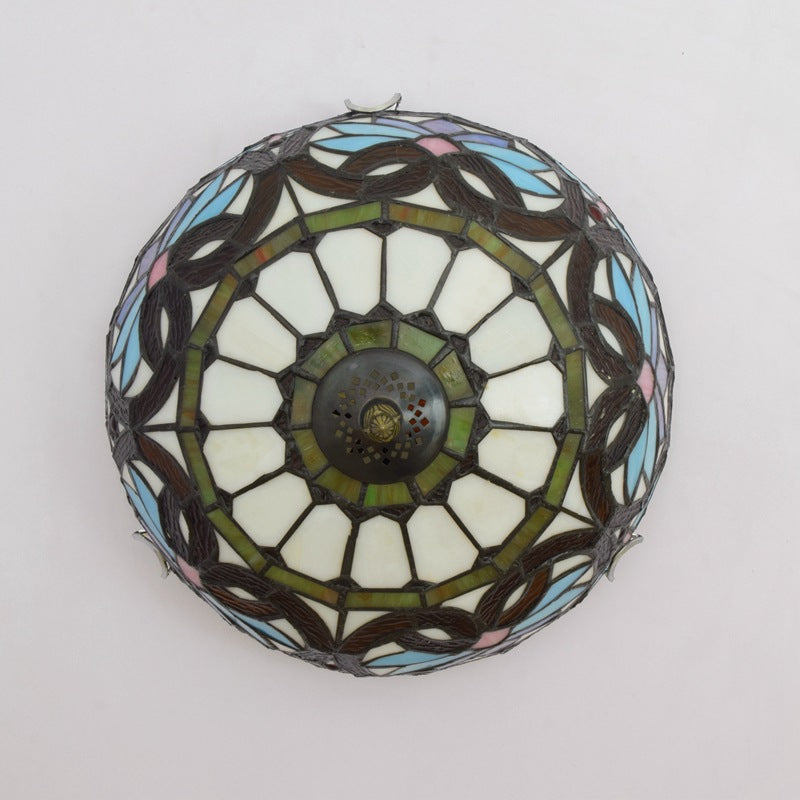 Tiffany Design LED Metallo/Vetro Plafoniera Blu Camera da letto/Soggiorno