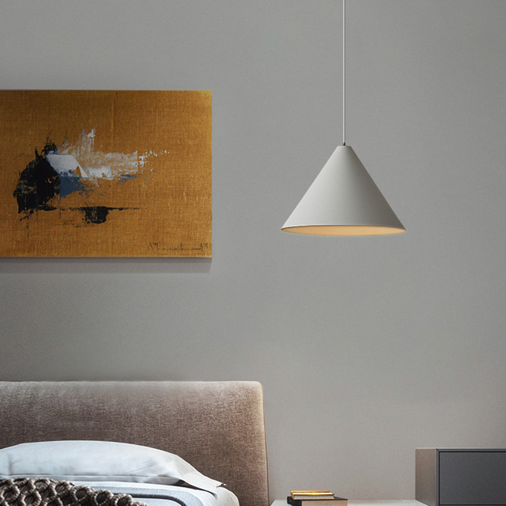 Carins Lampada a Sospensione Metallo Grigio Cono Minimalista